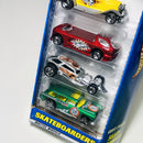 2001 Hot Wheels Skateboards 5 Pack Set de 5 - 40s Woodie Ford, 32 Ford Delivery, Deora II, Surf Crate, 55 Chevy Classic Nomad