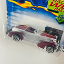 2002 Hot Wheels Auburn 852 175 plata metálico LW base ZAMAC