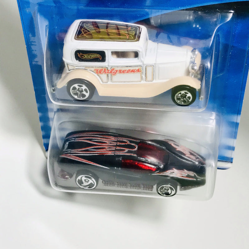 2002 Hot Wheels Walgreens Exclusive 2 Pack Set de 2 - 32 Ford Delivery, Aeroflash Silver Bullet