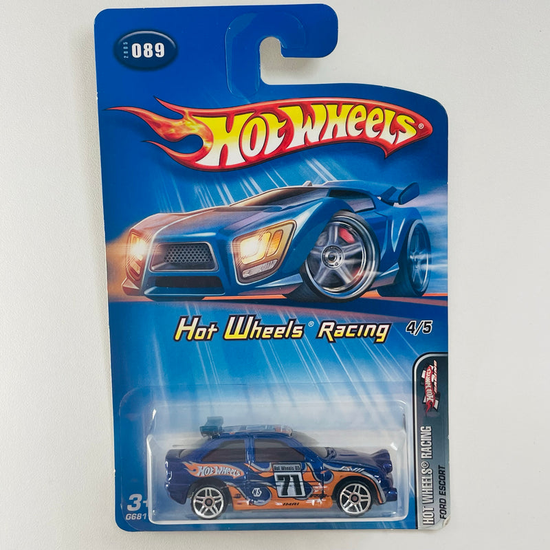 2005 Hot Wheels Racing Ford Escort 089 azul metálico PR5