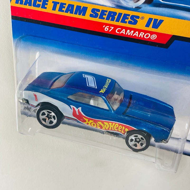1998 Hot Wheels Race Team Series IV 67 Camaro azul metálico 5SP base ZAMAC