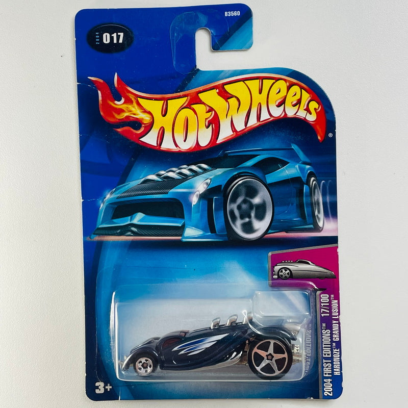 2004 Hot Wheels First Editions Hardnoze Grandy Lusion 017 azul metálico 5SP