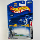 2003 Hot Wheels Dragon Wagons Driven to the Max Dragster 065 celeste metálico 5SP base ZAMAC