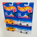 1996 Hot Wheels Splatter Paint Series Colección Set de 4 - Rescue Ranger, Ford Side-Splitter, 55 Chevy, 80s Camaro Z-28