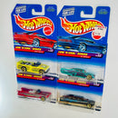 1998 Hot Wheels Low 'n Cool Series Colección Set de 4 - Mini Truck, 59 Chevy Impala, 59 Caddy, Limozeen