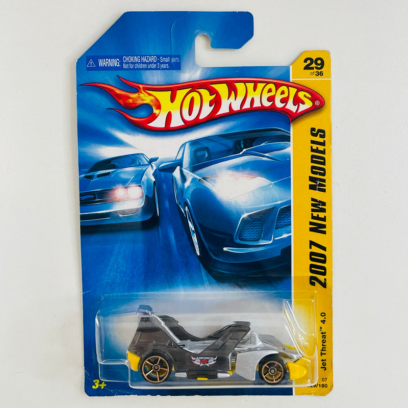 2007 Hot Wheels New Models Jet Threat 4.0 plata metálico OH5