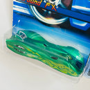 2006 Hot Wheels Ground FX 203 verde metálico con flamas SK5