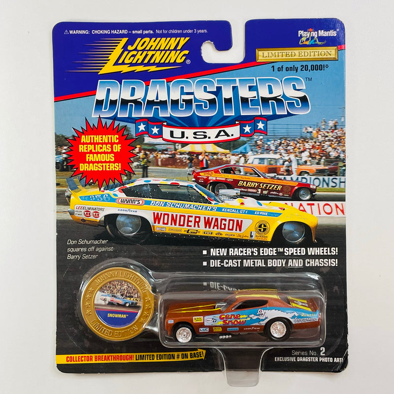 1996 Johnny Lightning Dragsters USA NHRA Limited Edition 1/20,000 Gene Snow Snowman 72 Dodge Charger Funny Car naranja