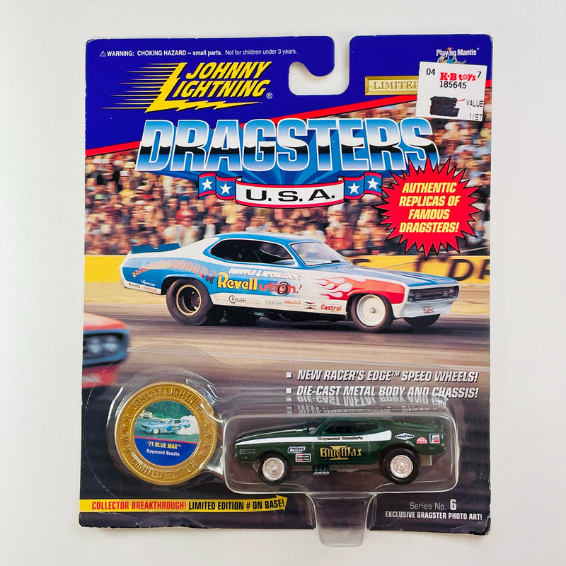 1995 Johnny Lightning Dragsters USA NHRA Limited Edition Raymond Beadle Blue Max 71 Ford Mustang Funny Car verde oscuro