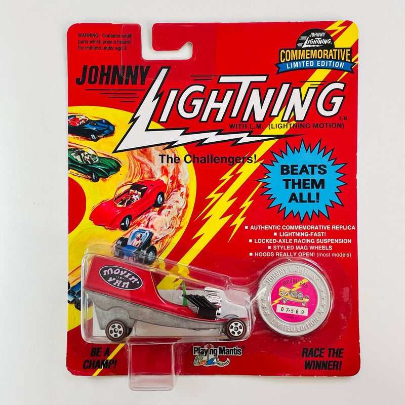 1993 Johnny Lightning The Challengers Commemorative Limited Edition Series D Movin' Van rojo Redline con Moneda Coleccionista