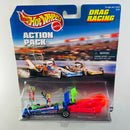 1998 Hot Wheels Action Pack Drag Racing Diorama Set - Dragster Driven to the Max Quarter Warrior, Grave Dragger