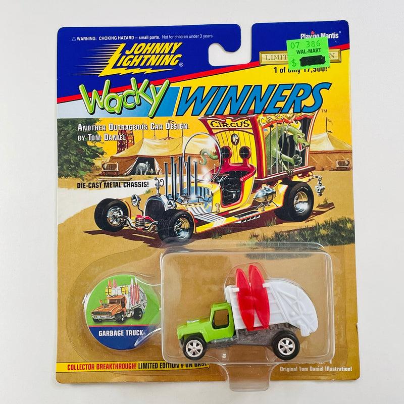 1996 Johnny Lightning Wacky Winners Limited Edition 1/17,500 Tom Daniel Garbage Truck verde con blanco