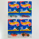 1996 Hot Wheels Street Eaters Series Colección Set de 4 - Speed Machine Mantis, Silhouette II, Propper Chopper, Roll Patrol Jeep CJ-7