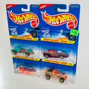 1996 Hot Wheels Street Eaters Series Colección Set de 4 - Speed Machine Mantis, Silhouette II, Propper Chopper, Roll Patrol Jeep CJ-7