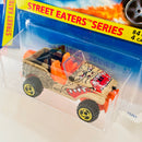 1996 Hot Wheels Street Eaters Series Colección Set de 4 - Speed Machine Mantis, Silhouette II, Propper Chopper, Roll Patrol Jeep CJ-7