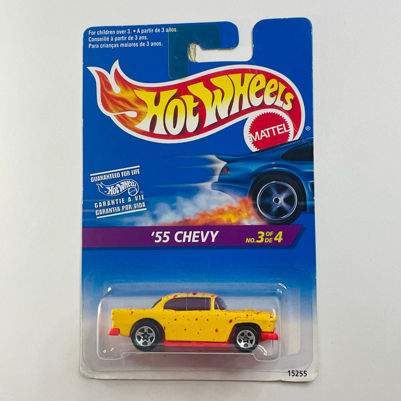 1996 Hot Wheels 55 Chevy naranja 5SP Tarjeta Mexicana