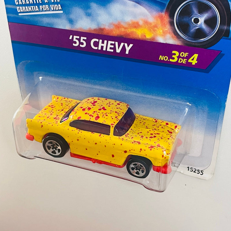 1996 Hot Wheels 55 Chevy naranja 5SP Tarjeta Mexicana