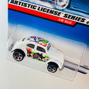 1998 Hot Wheels Artistic License Series VW Bug blanco 5DOT base ZAMAC