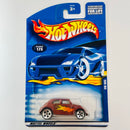 2001 Hot Wheels VW Bug 175 marrón 5DOT base ZAMAC