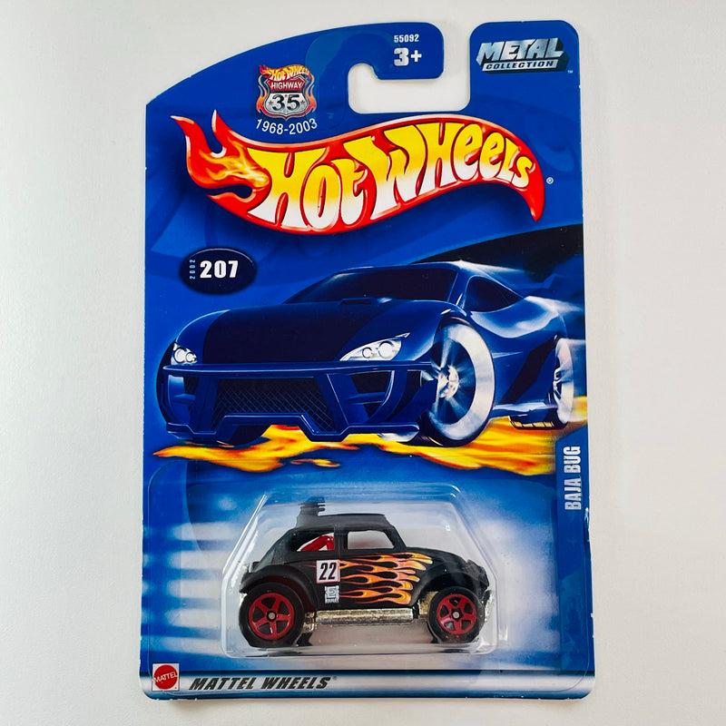 2002 Hot Wheels Volkswagen Baja Bug 207 negro 5SP base ZAMAC