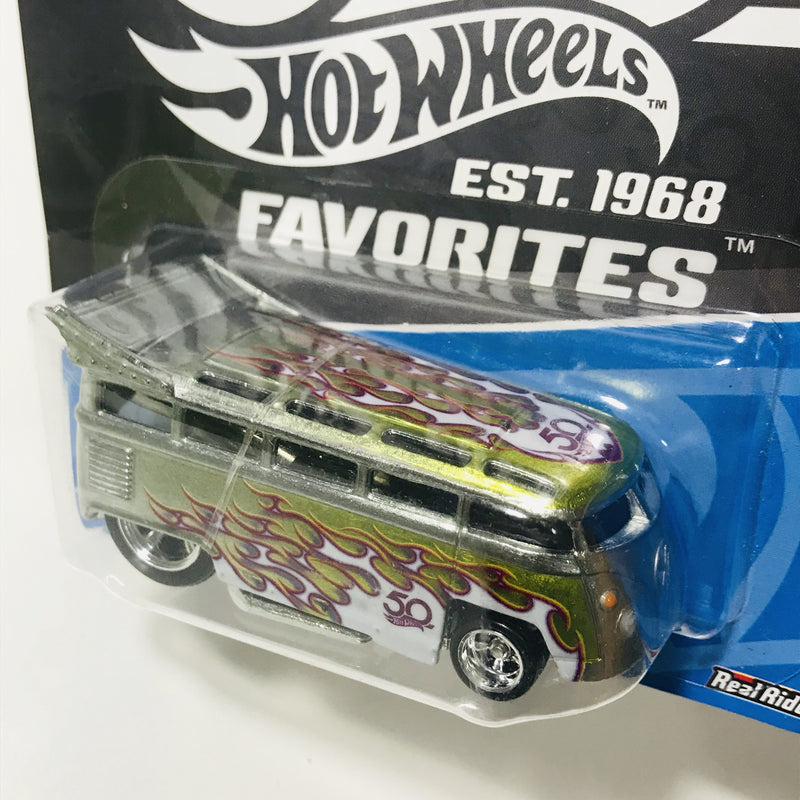 2018 Hot Wheels 50 Anniversary Favorites Volkswagen T1 Drag Bus ZAMAC Llantas de Goma RR