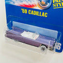 1993 Hot Wheels 59 Cadillac 266 morado metálico WW