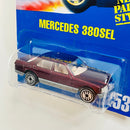 1994 Hot Wheels Mercedes 380 SEL 253 rojo metálico UH base ZAMAC