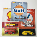 2020 Hot Wheels Pop Culture Vintage Oil Colección Set de 5 con Llantas de Goma RR - Lion Head Haulin Gas, Gulf 83 Chevy Silverado, Shell 78 Dodge Little Red Express, Valvoline 63 Studebaker Champ, Agip 38 Dodge Airflow
