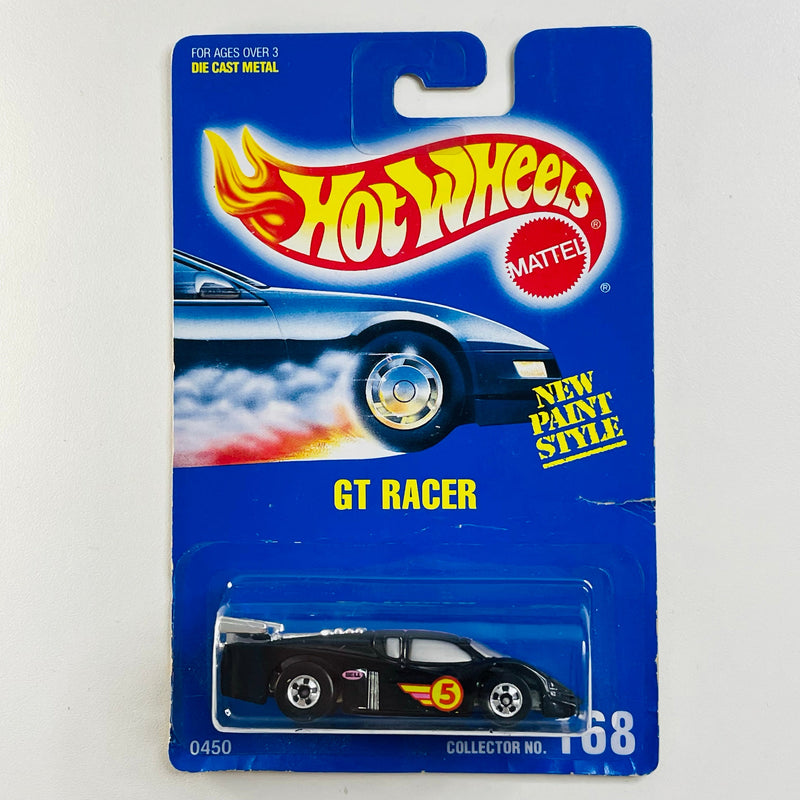 1993 Hot Wheels New Paint Style GT Racer 168 negro BW base ZAMAC