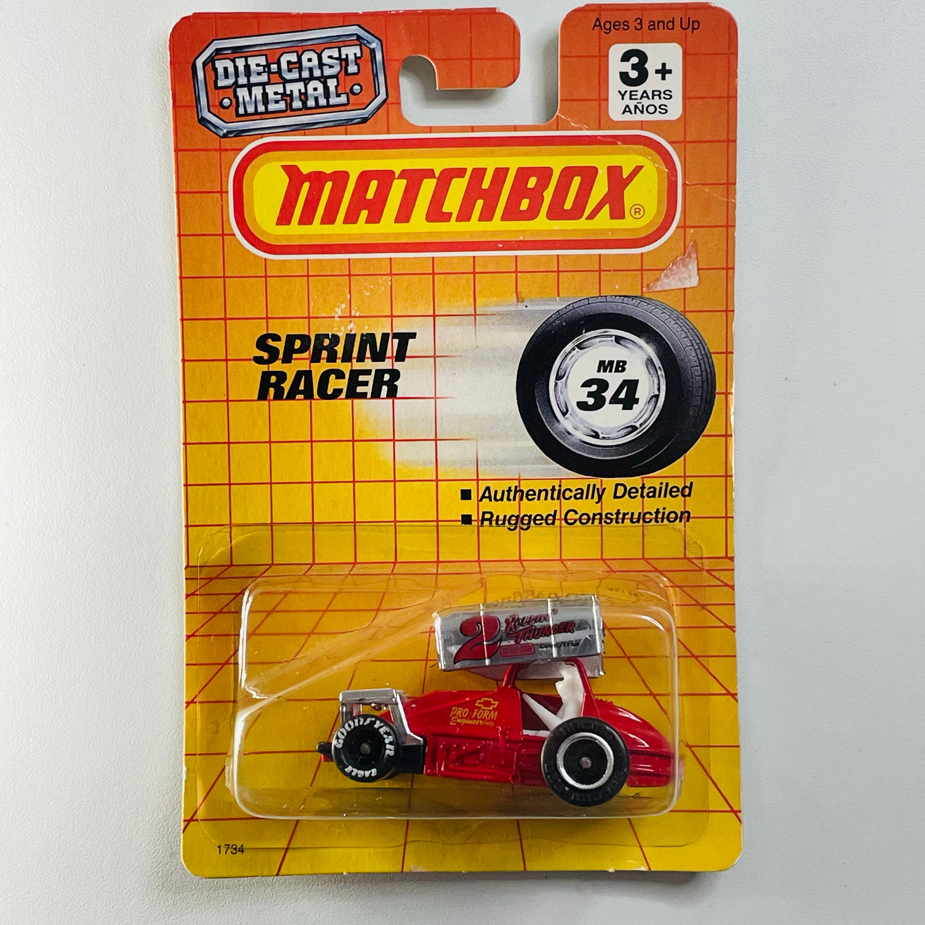 1993 Matchbox Sprint Racer 34 rojo
