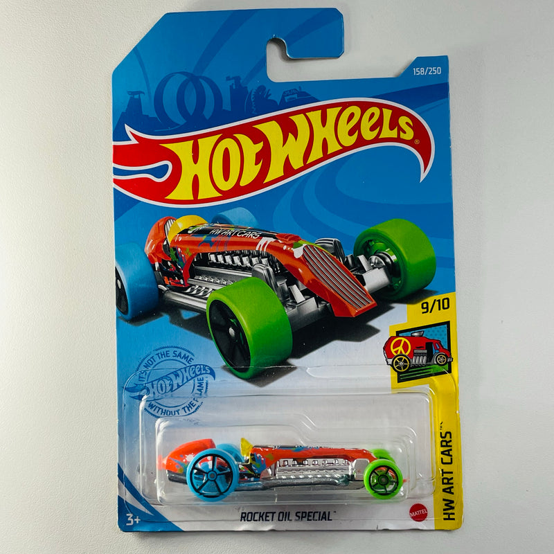 2021 Hot Wheels HW Art Cars Rocket Oil Special naranja OH5 base ZAMAC