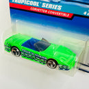 1998 Hot Wheels Tropicool Series Corvette Convertible verde 3SP Tarjeta Auto Azul