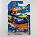 2011 Hot Wheels HW Drag Racers Ford Mustang Funny Car azul metálico 5SP base ZAMAC