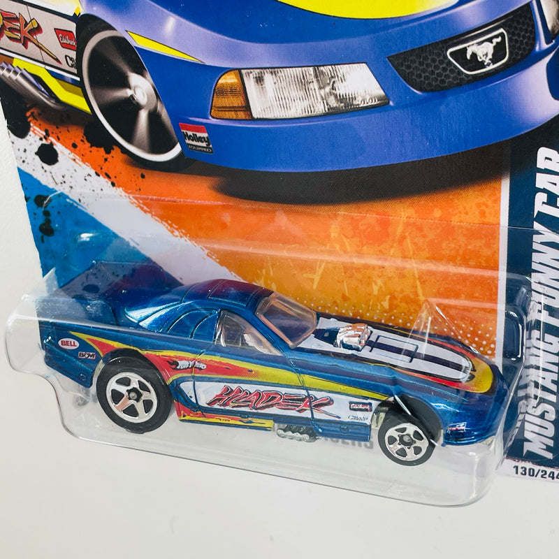 2011 Hot Wheels HW Drag Racers Ford Mustang Funny Car azul metálico 5SP base ZAMAC