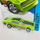 2014 Hot Wheels HW City 71 Ford Mustang Funny Car verde 5SP base ZAMAC