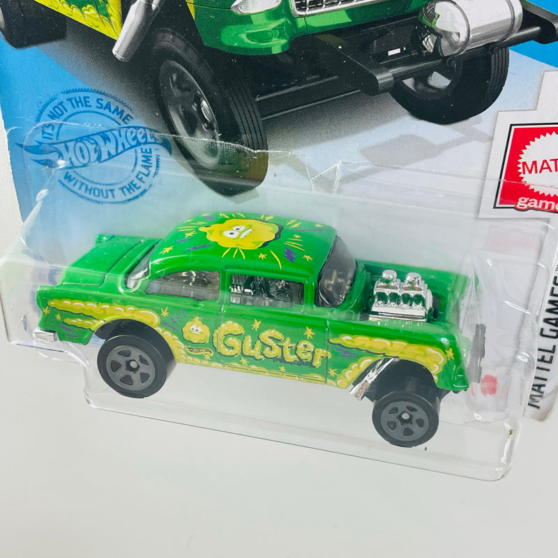 2021 Hot Wheels Mattel Games Guster 55 Chevy Bel Air Gasser verde 5SP