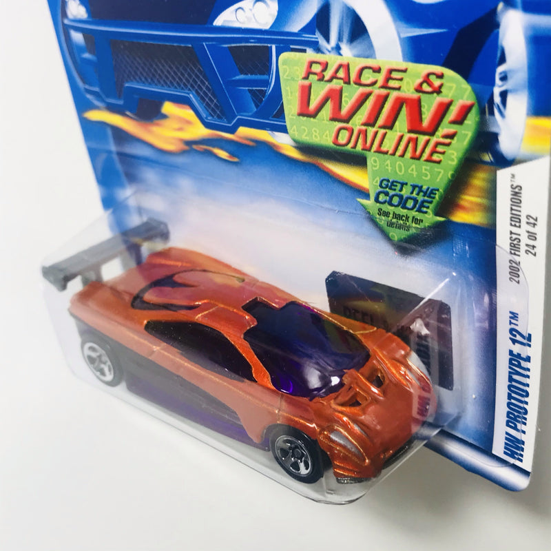 2002 Hot Wheels First Editions HW Prototype 12 naranja 5SP base ZAMAC