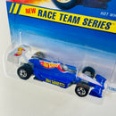 1995 Hot Wheels Race Team Series Hot Wheels 500 No Fear Race Car azul metálico BW base ZAMAC
