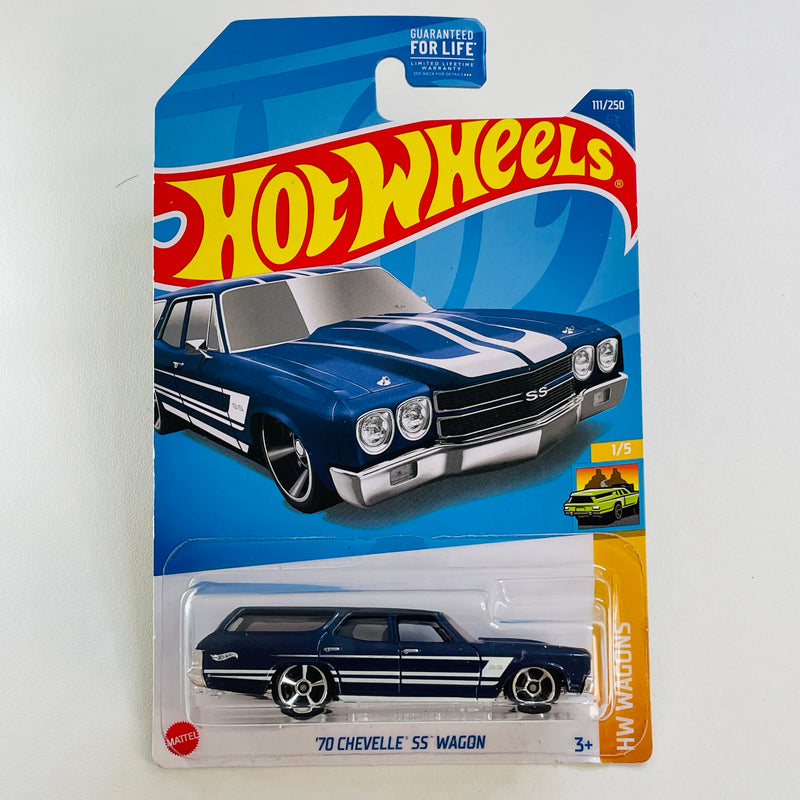 2022 Hot Wheels HW Wagons 70 Chevelle SS Wagon azul metálico MC5