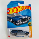 2022 Hot Wheels HW Wagons 70 Chevelle SS Wagon azul metálico MC5 Tarjeta Internacional