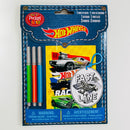 2021 Hot Wheels Merchandising Color Craft Pocket Tivity Set - Libro para Colorear, 3 Plumones, 1 Llavero