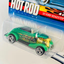2000 Hot Wheels Hot Rod Magazine 33 Ford Roadster verde con flamas SB base ZAMAC