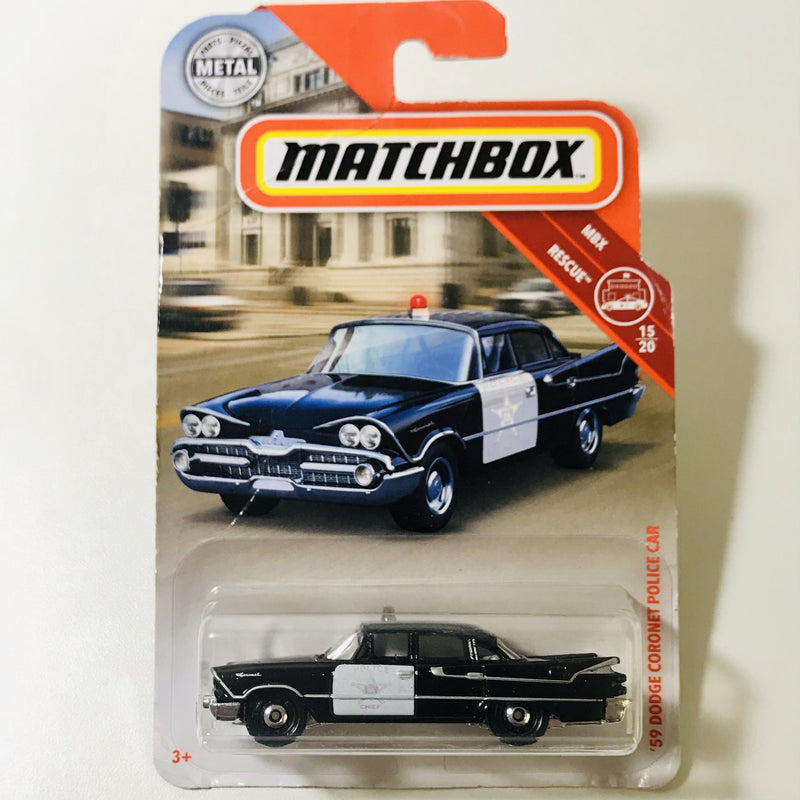 2019 Matchbox MBX Rescue 59 Dodge Coronet Police negro