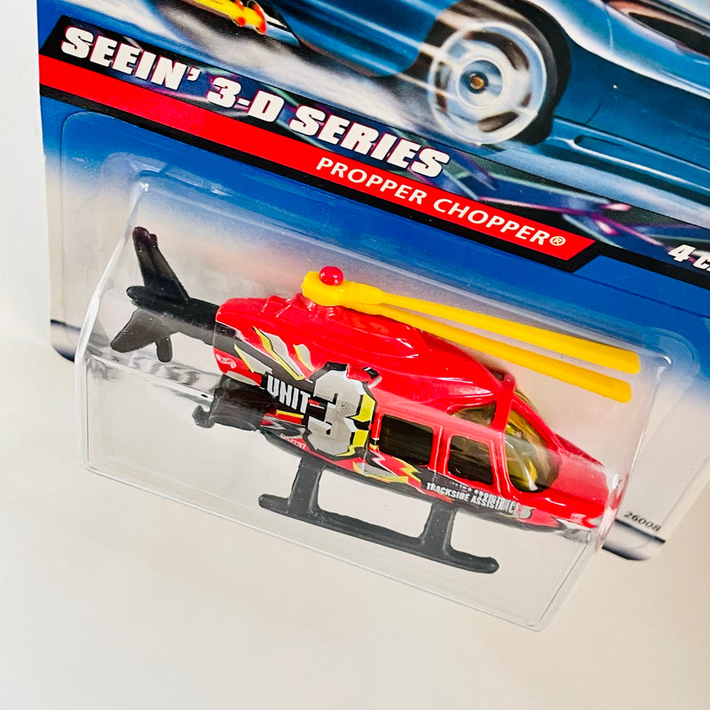 2000 Hot Wheels Seein’ 3-D Series Propper Chopper rojo