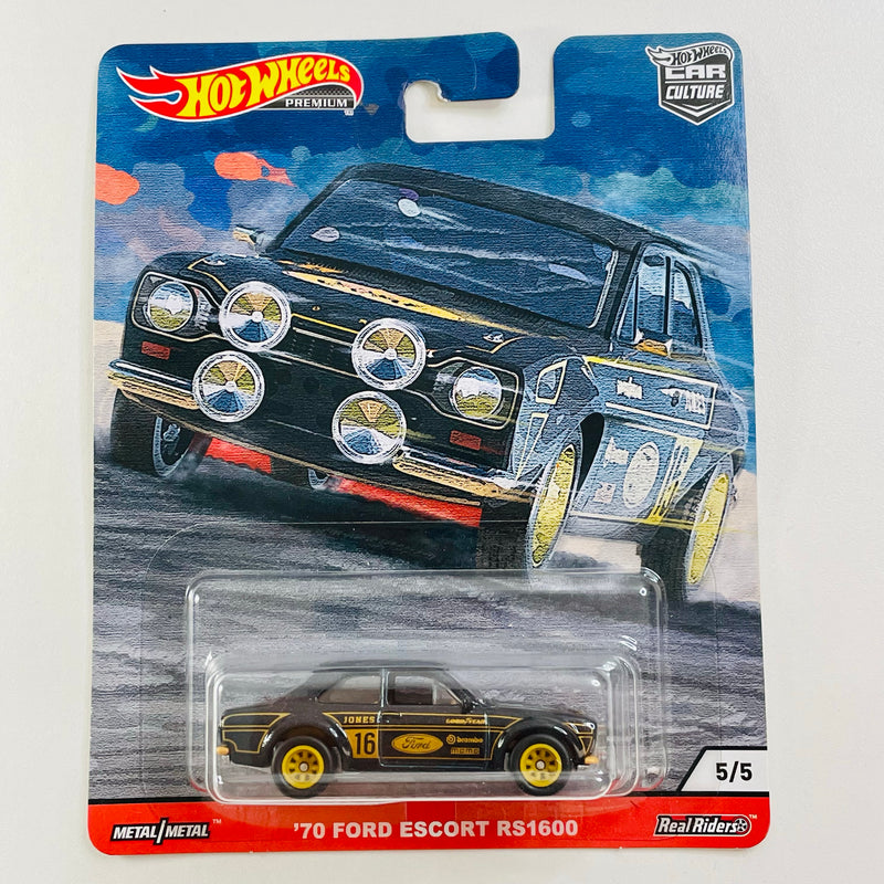 2020 Hot Wheels Car Culture Door Slammers 70 Ford Escort RS1600 negro Llantas de Goma RR base ZAMAC