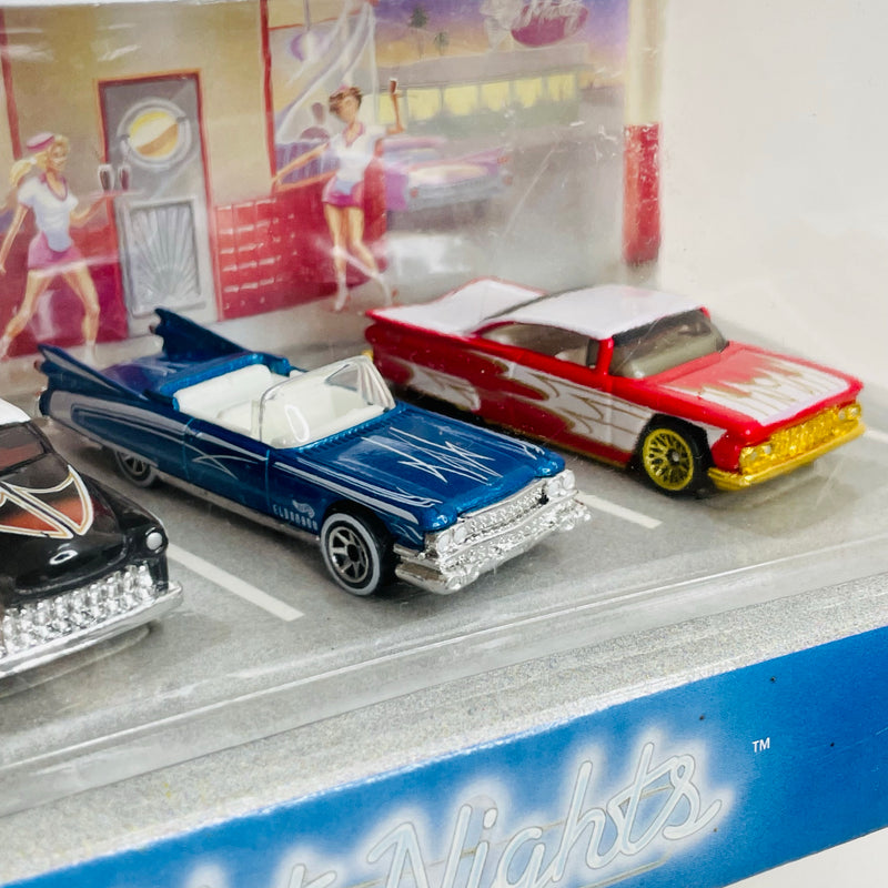 1999 Hot Wheels Target Exclusive Drive-In Hot Wheels Hot Nights Set de 4 - 57 Chevy, Purple Passion, 59 Caddy, 59 Chevy Impala