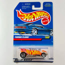 1998 Hot Wheels Turbo Flame 369 blanco 5SP base ZAMAC