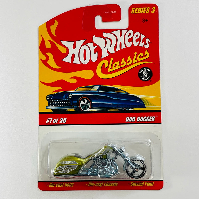 2007 Hot Wheels Classics Series 3 Bad Bagger verde spectraflame MC3 base ZAMAC