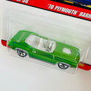 2007 Hot Wheels Classics Series 3 70 Plymouth Barracuda verde spectraflame Goodyear 5SP base ZAMAC
