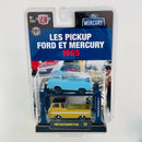 2022 M2 Machines Ford Mercury Les Pickup Ford Et Mercury 1965 2 Pack Set de 2 - 1956 Ford Econoline Truck R23 dorado y celeste Llantas de Goma RR
